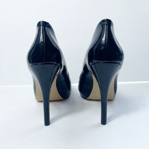 BCBGeneration Brazen Black Patent Leather Peep-Toe Platform Heels Womens Size 9 - Picture 5 of 8